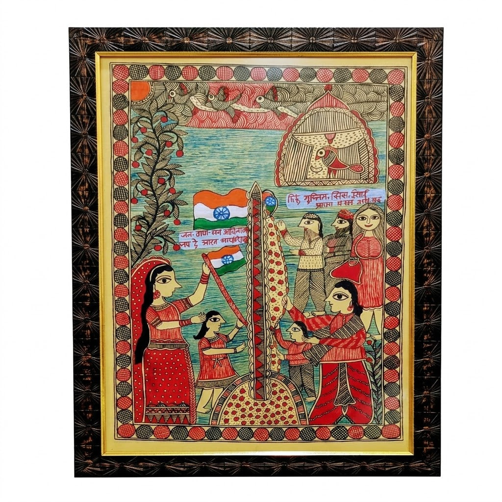 Handcrafted Madhubani Indian Independence Artwork