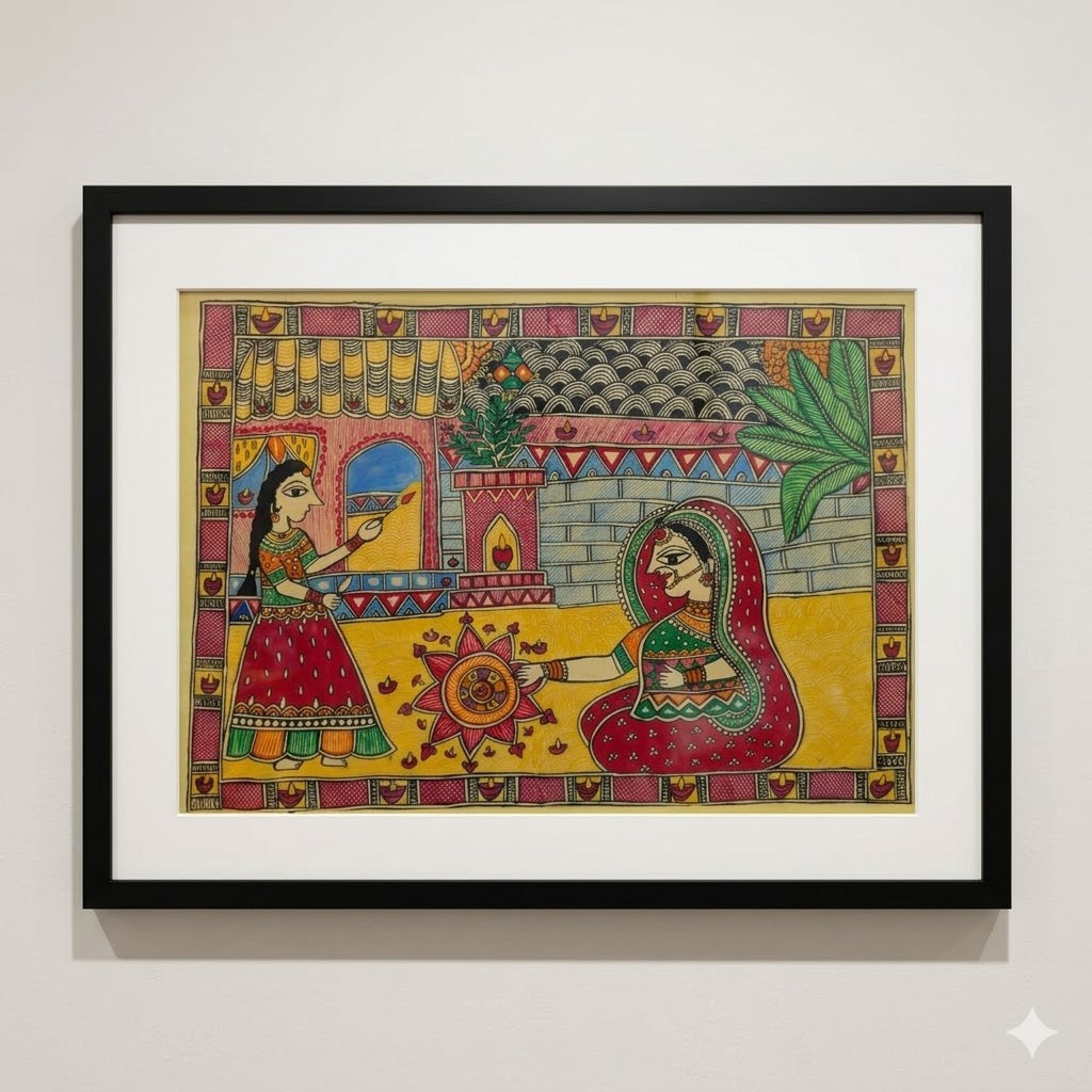 Rangoli Ceremony in Traditional Madhubani Art