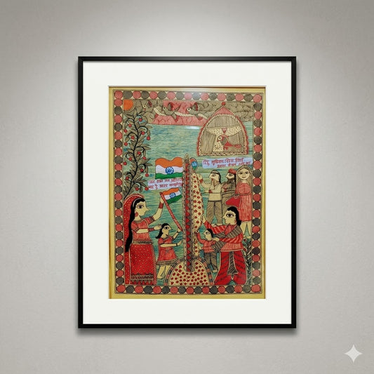 Handcrafted Madhubani Indian Independence Artwork