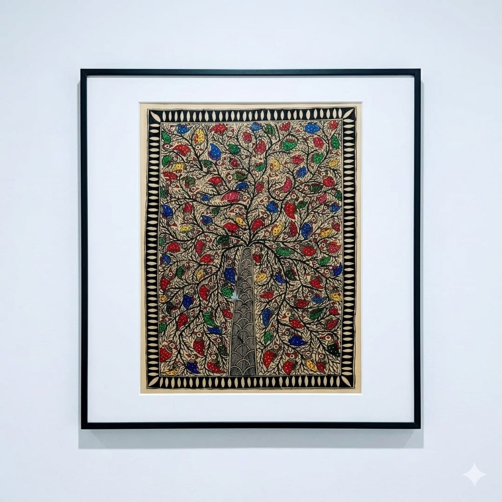 Handcrafted Tree of Life in Madhubani Style