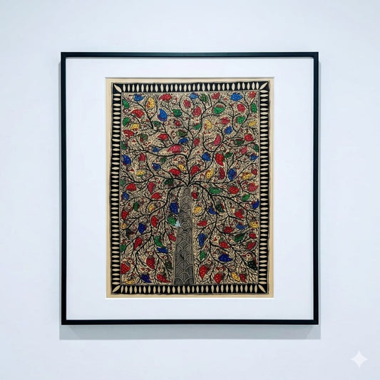 Handcrafted Tree of Life in Madhubani Style