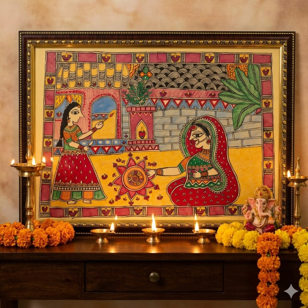 Rangoli Ceremony in Traditional Madhubani Art