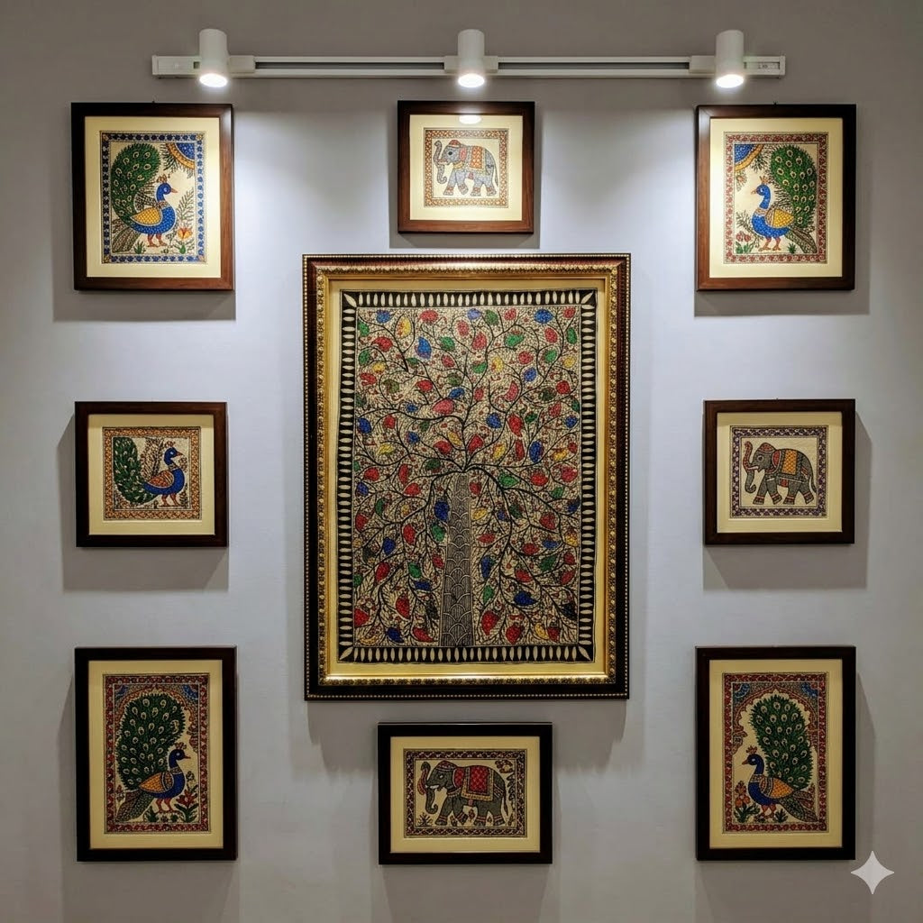 Handcrafted Tree of Life in Madhubani Style