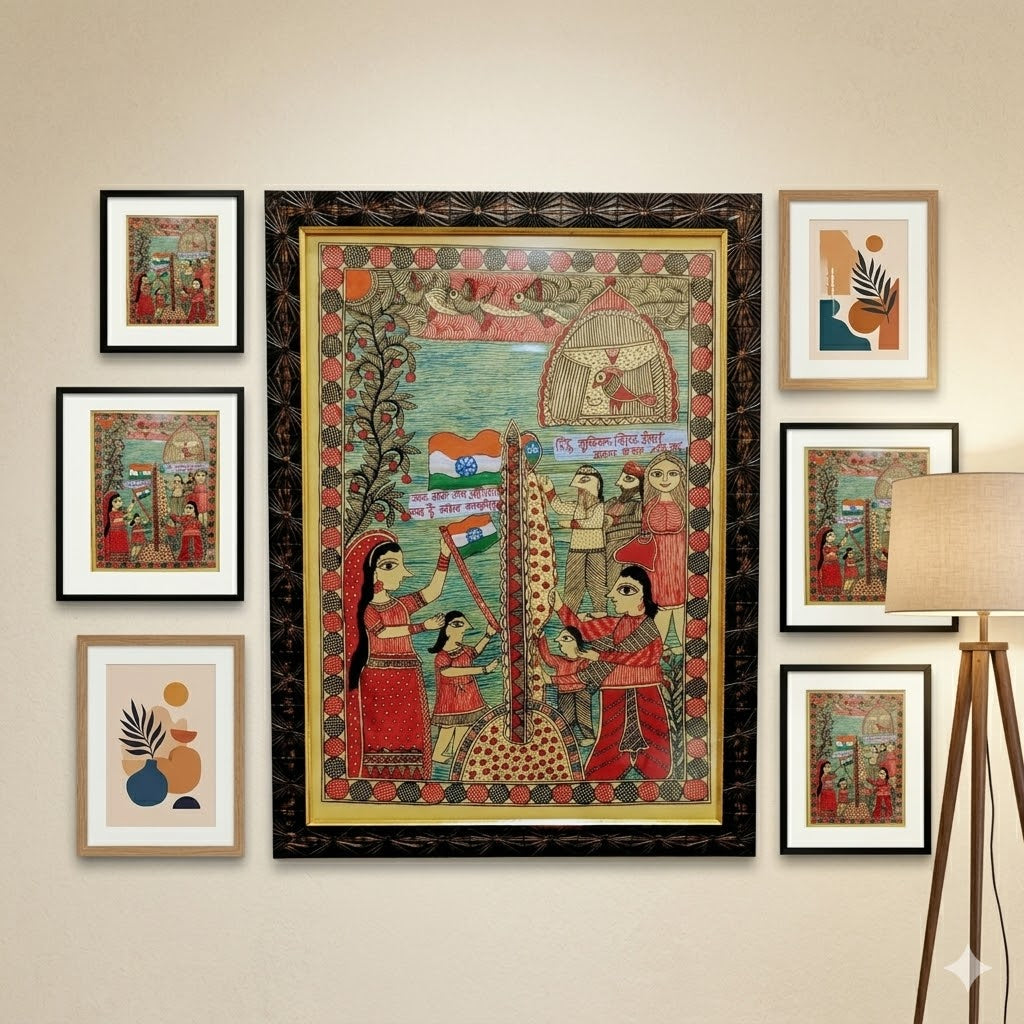 Handcrafted Madhubani Indian Independence Artwork