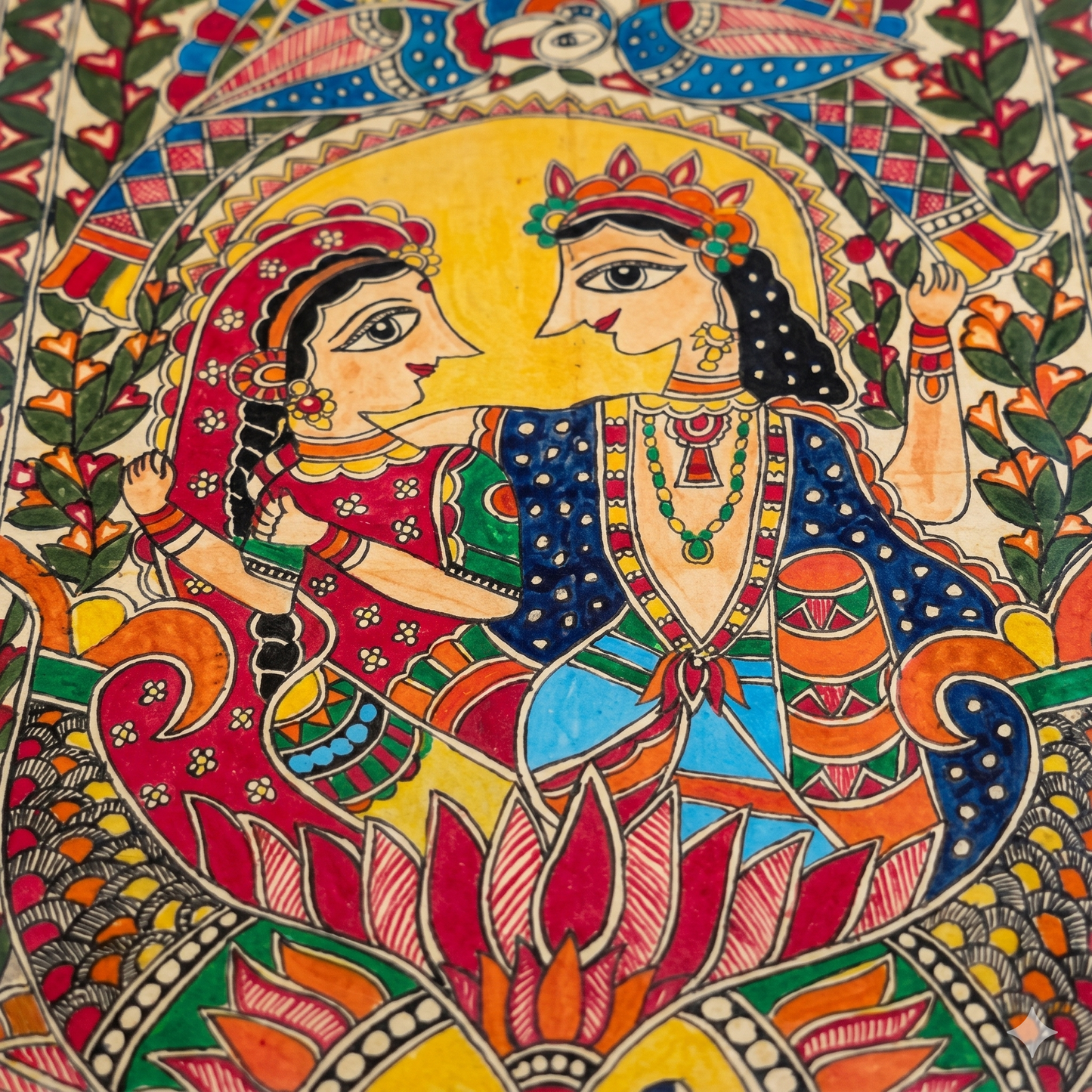 Handcrafted Madhubani Fish Painting – Mithila Art Couple Wall Decor | Symbol of Love, Harmony & Prosperity
