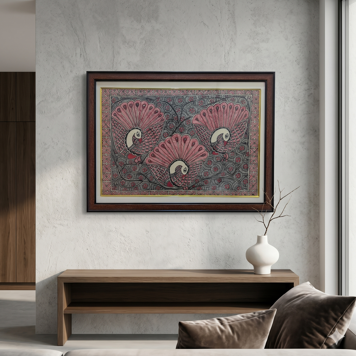 Handcrafted Madhubani Peacock Painting – Mithila Art Wall Decor | Symbol of Beauty, Grace & Celebration