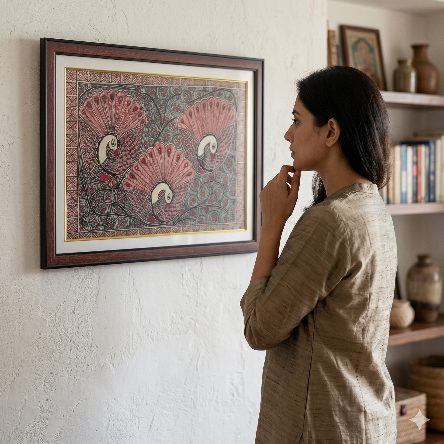 Handcrafted Madhubani Peacock Painting – Mithila Art Wall Decor | Symbol of Beauty, Grace & Celebration