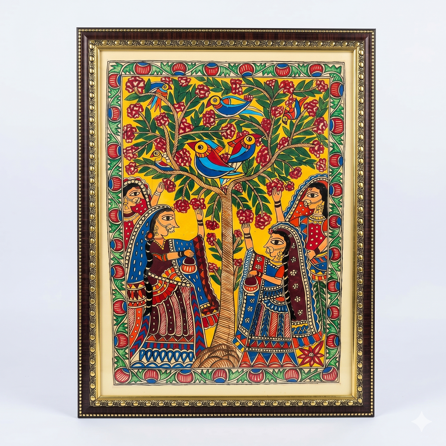 Handcrafted Madhubani Tree of Life Painting – Birds on Tree Mithila Art Wall Decor | Symbol of Growth, Harmony & Nature