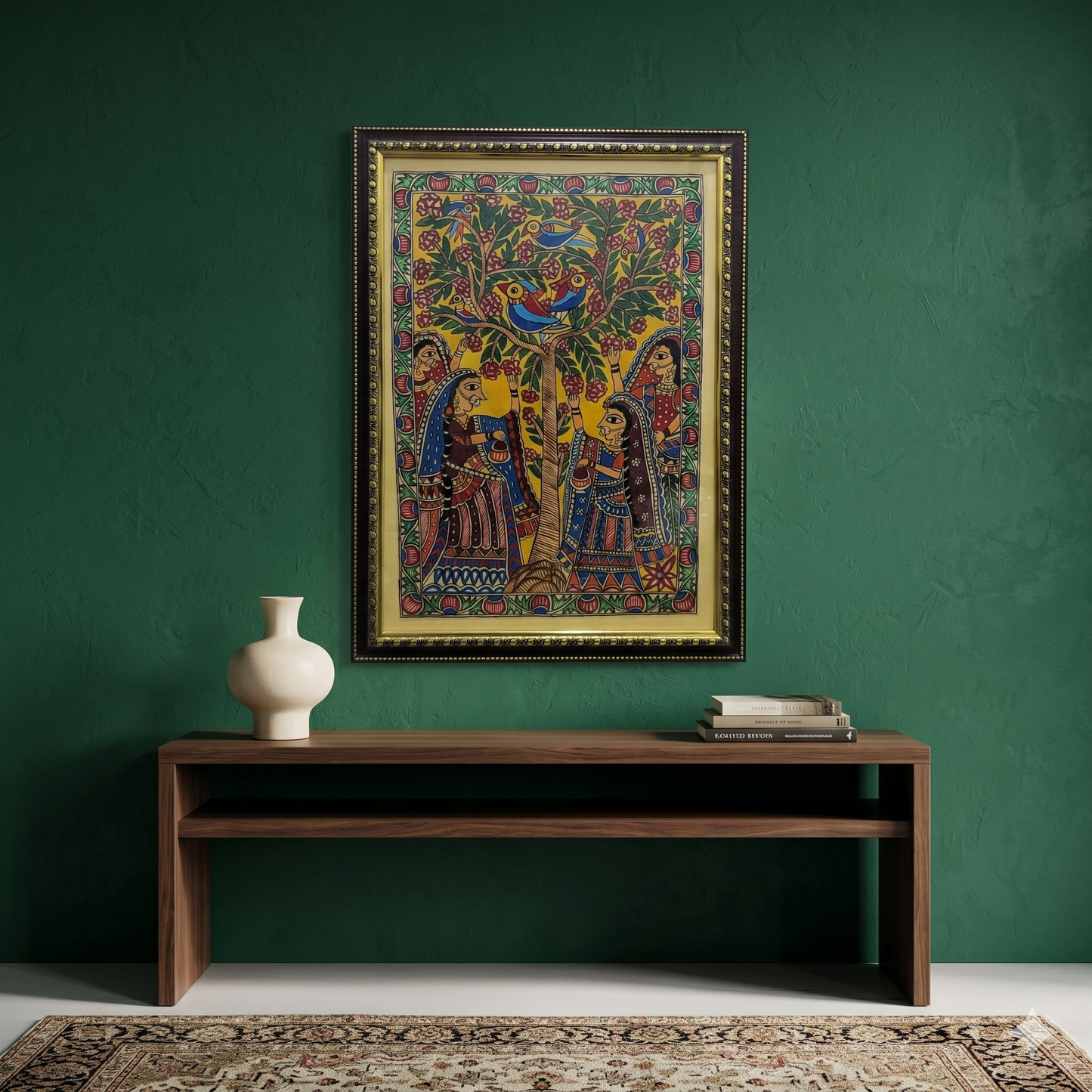Handcrafted Madhubani Tree of Life Painting – Birds on Tree Mithila Art Wall Decor | Symbol of Growth, Harmony & Nature