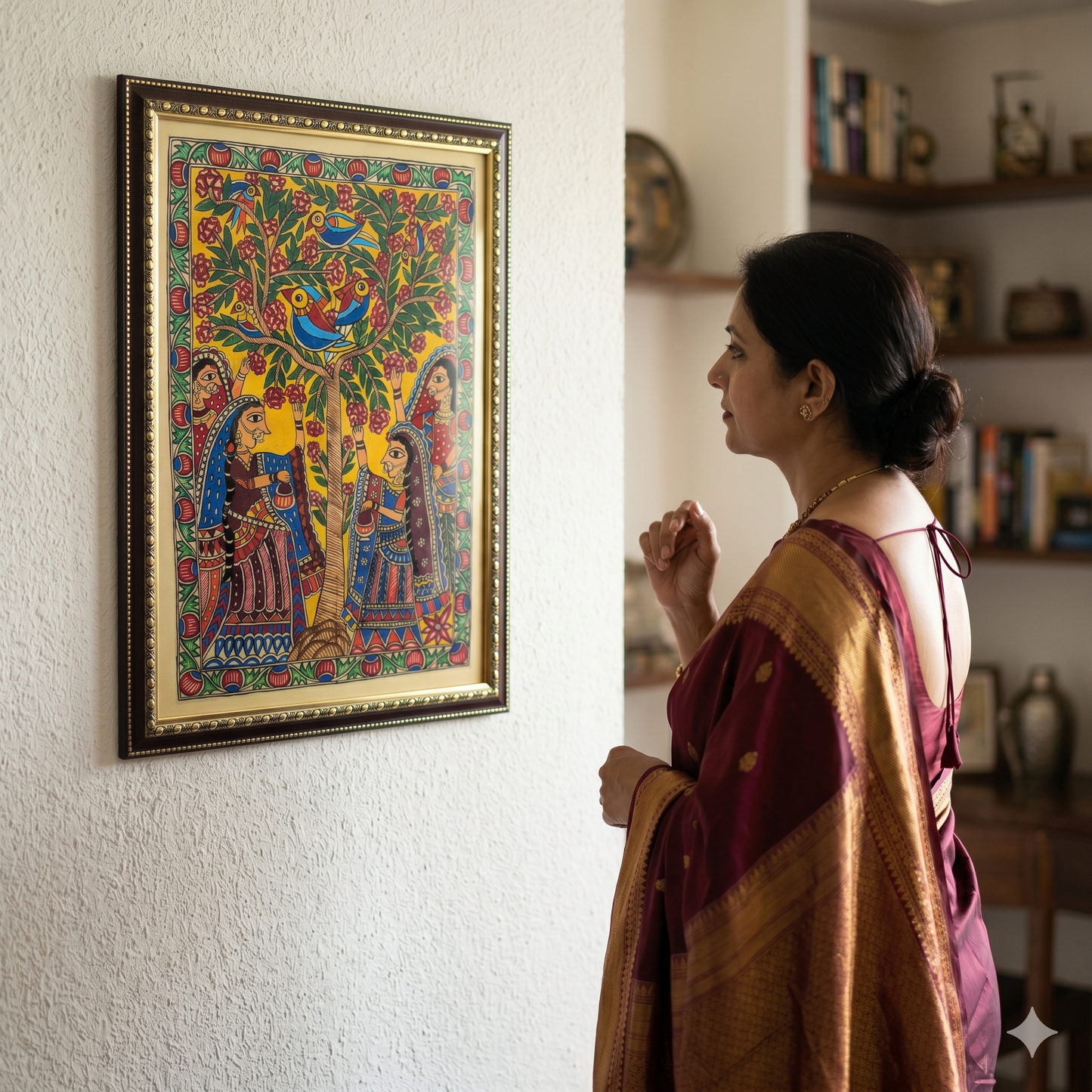 Handcrafted Madhubani Tree of Life Painting – Birds on Tree Mithila Art Wall Decor | Symbol of Growth, Harmony & Nature