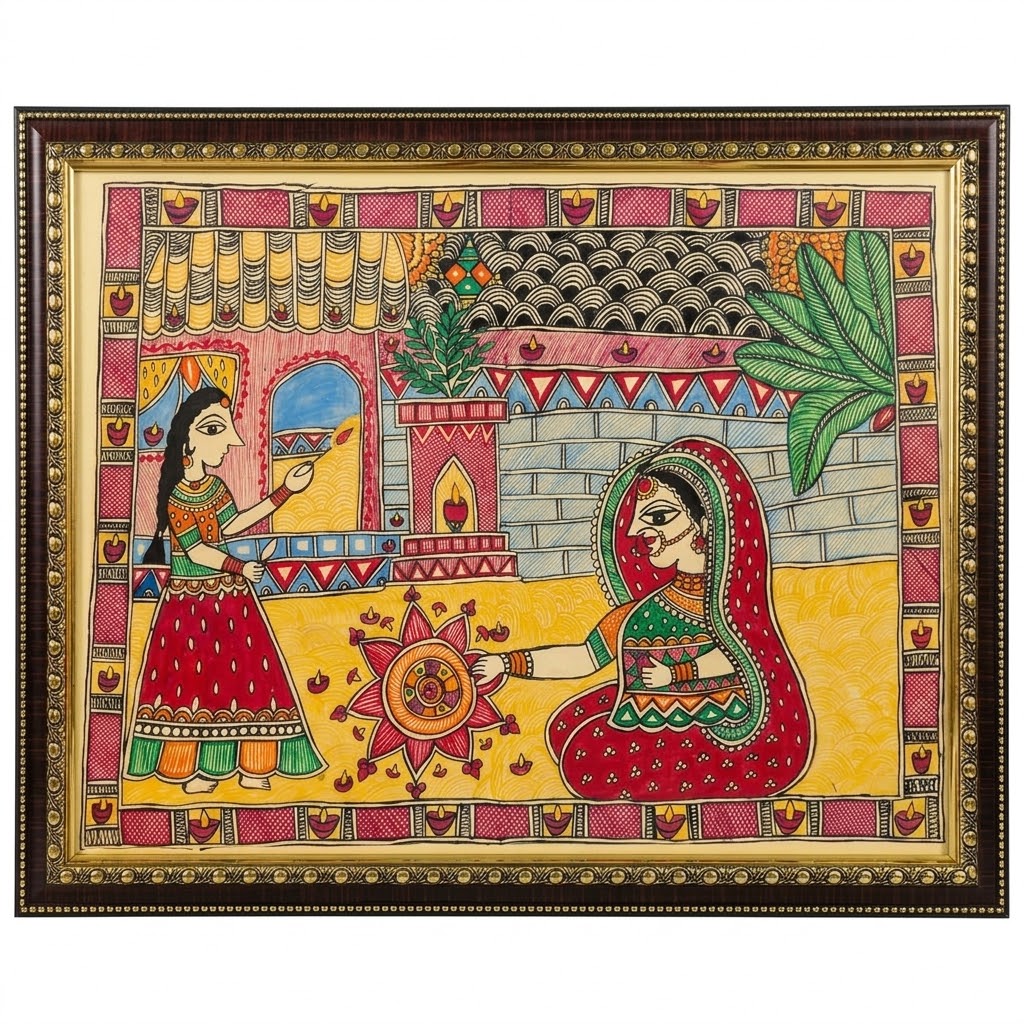 Rangoli Ceremony in Traditional Madhubani Art