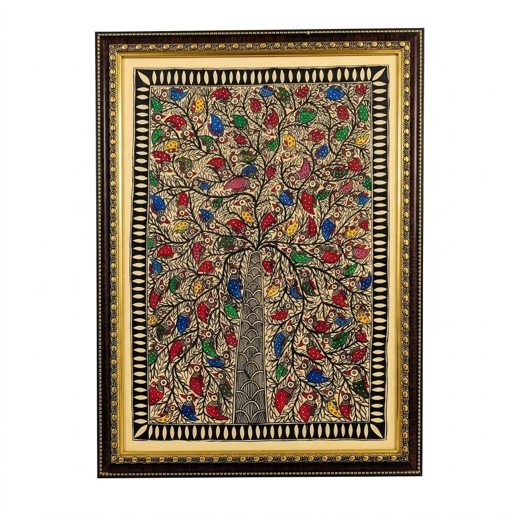 Handcrafted Tree of Life in Madhubani Style